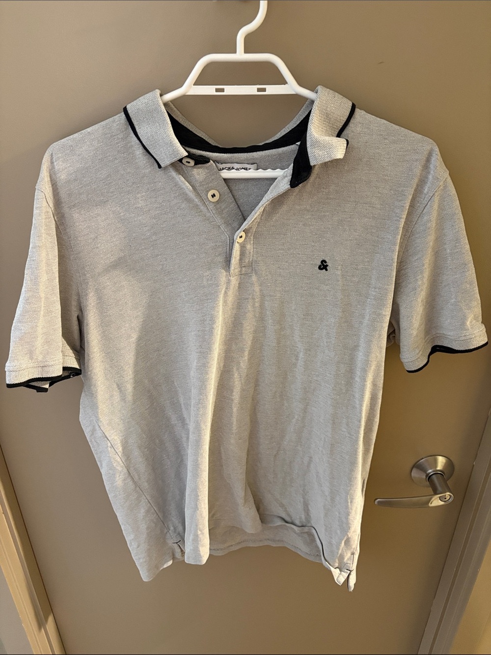 Jack and Jones Light Gray Polo with Black Trim